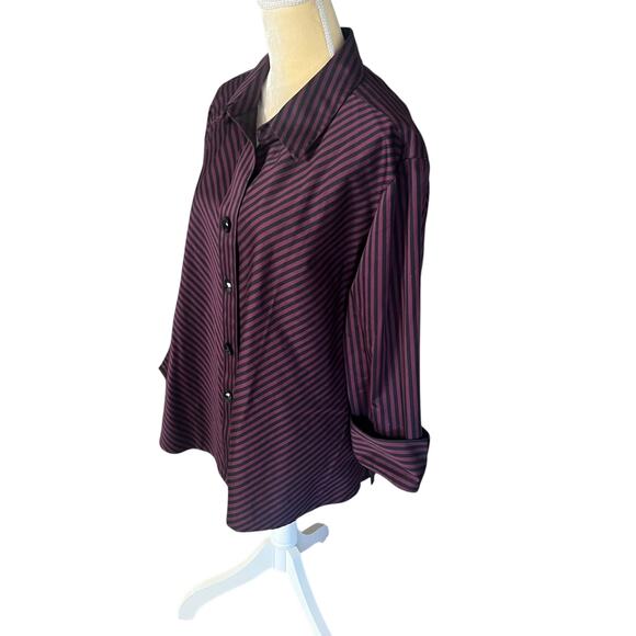 Foxcroft Purple Stripe Button Up Shirt Size 20W Shaped Wrinkle Free - Picture 5 of 8